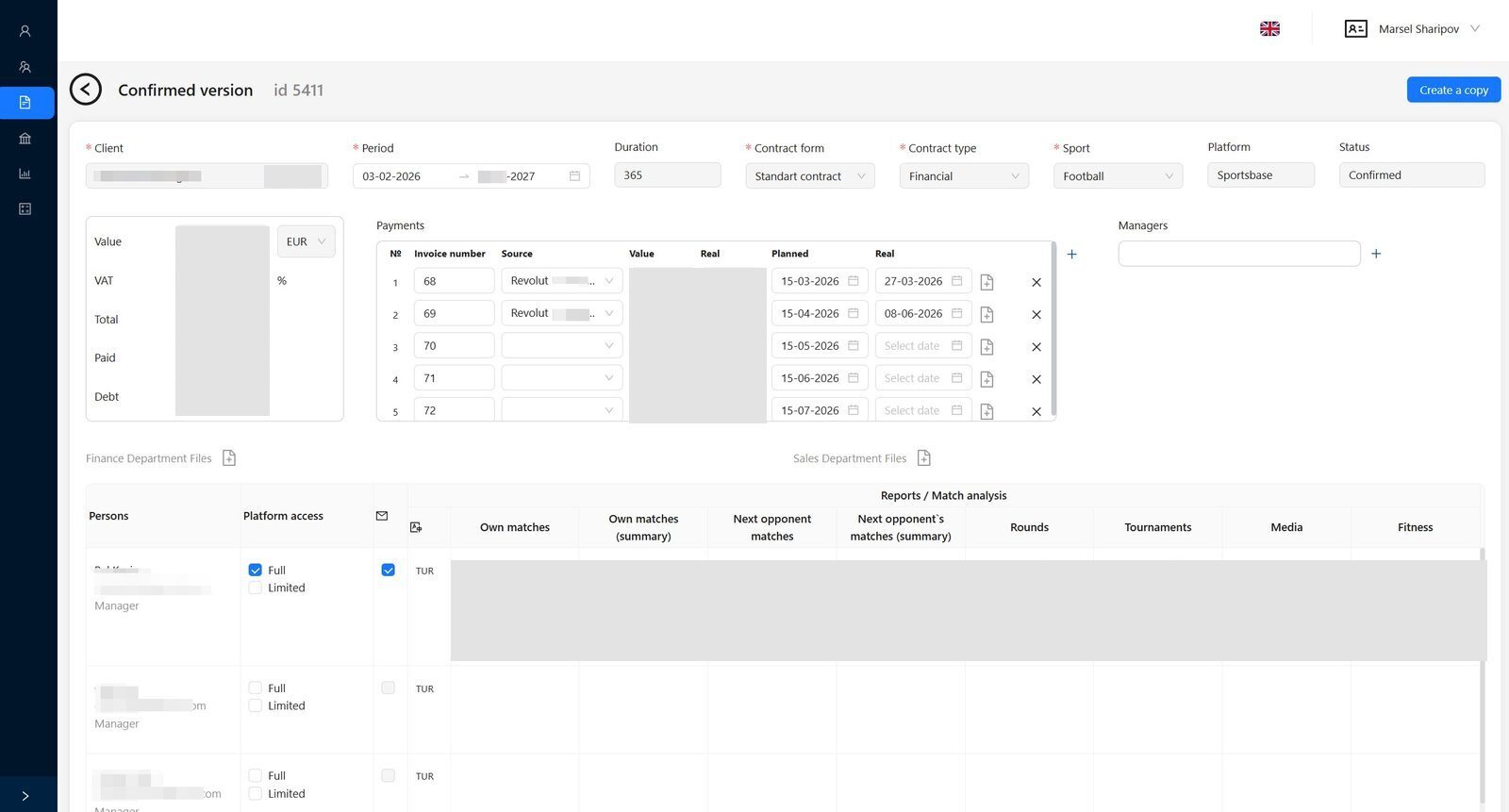 Contract detail page screenshot